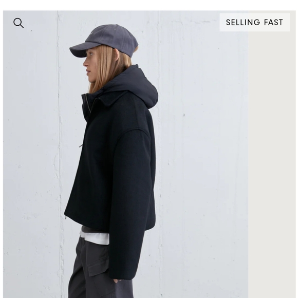 NWT OAK + FORT Boxy Wool Crop Jacket - Picture 4 of 7